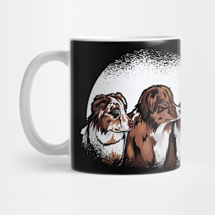 Australian Shepherd Dogs With Moon Mug